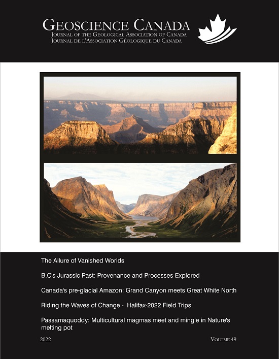 Geoscience Canada V.49#1 Front Page (photo and teasers).